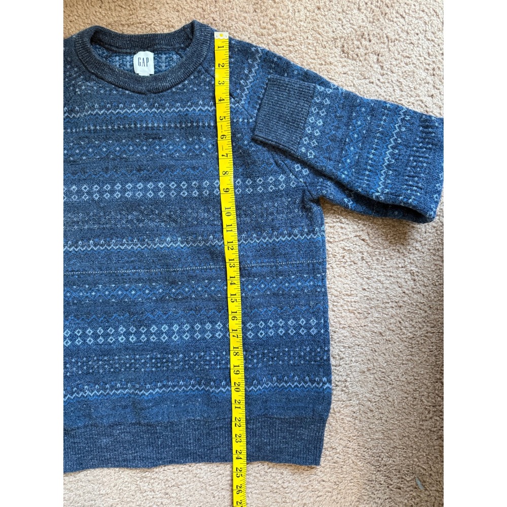 GAP Men Sweater Size M Blue Fair Isle Pattern Crew Neck Raglan Sleeve Y2K - Picture 6 of 7